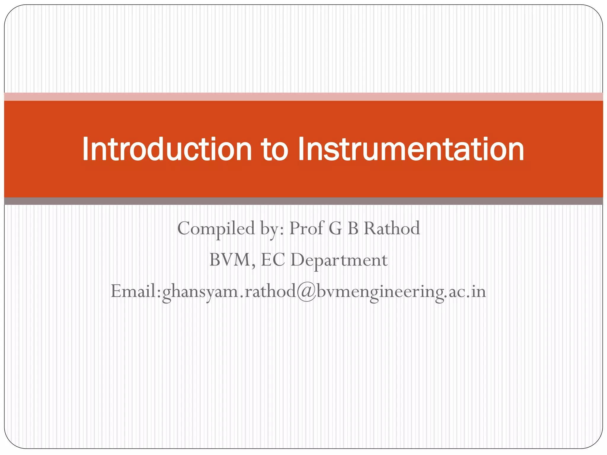 Introduction to Instrumentation | PDF