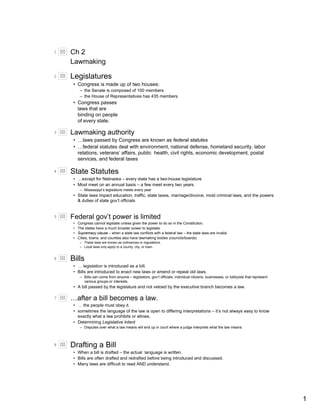 Ch 2 lawmaking outline notes | PDF