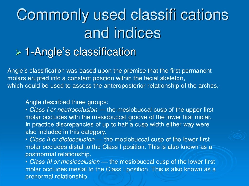 Ch2 lec2 orthodontics "Classifications