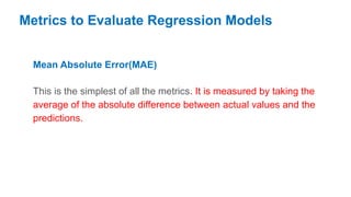ch2 Metrics to evaluate Regression.pptx . | PPTX