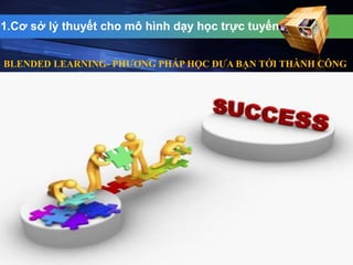 1.Cơ sở lý thuyết cho mô hình dạy học trực tuyến 
BLENDED LEARNING- PHƯƠNG PHÁP HỌC ĐƯA BẠN TỚI THÀNH CÔNG 
 