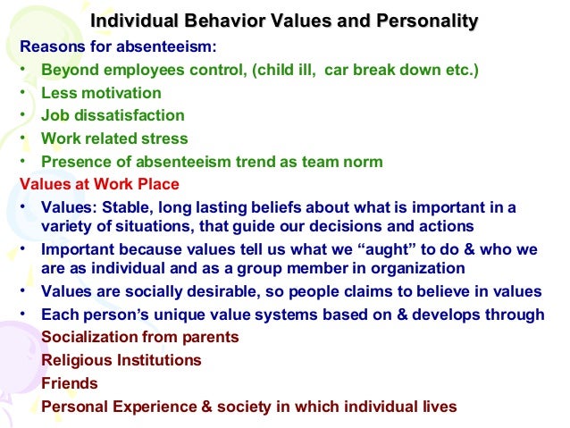 individual values behavior and personality Personality, values, an individual who values this implies that values and personality may interact in predicting behavior although personality and values. individual values behavior and personality Personality, values, an individual who values this implies that values and personality may interact in predicting behavior although personality and values.