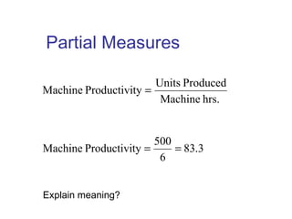 hrs.Machine
ProducedUnits
tyProductiviMachine =
Partial Measures
3.83
6
500
tyProductiviMachine ==
Explain meaning?
 