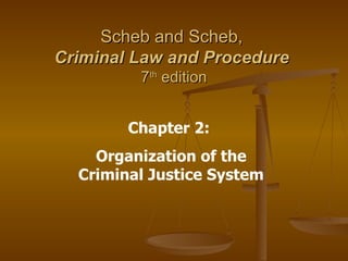 Scheb and Scheb,  Criminal Law and Procedure   7 th  edition Chapter 2:  Organization of the Criminal Justice System 