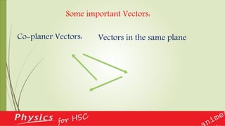 Some important Vectors:
Co-planer Vectors: Vectors in the same plane
 