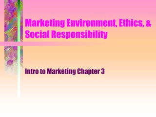 Marketing Environment, Ethics, & Social Responsibility Intro to Marketing Chapter 3 