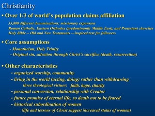 Christianity • Over 1/3 of world’s population claims affiliation   33,800 different denominations; missionary expansion   ...