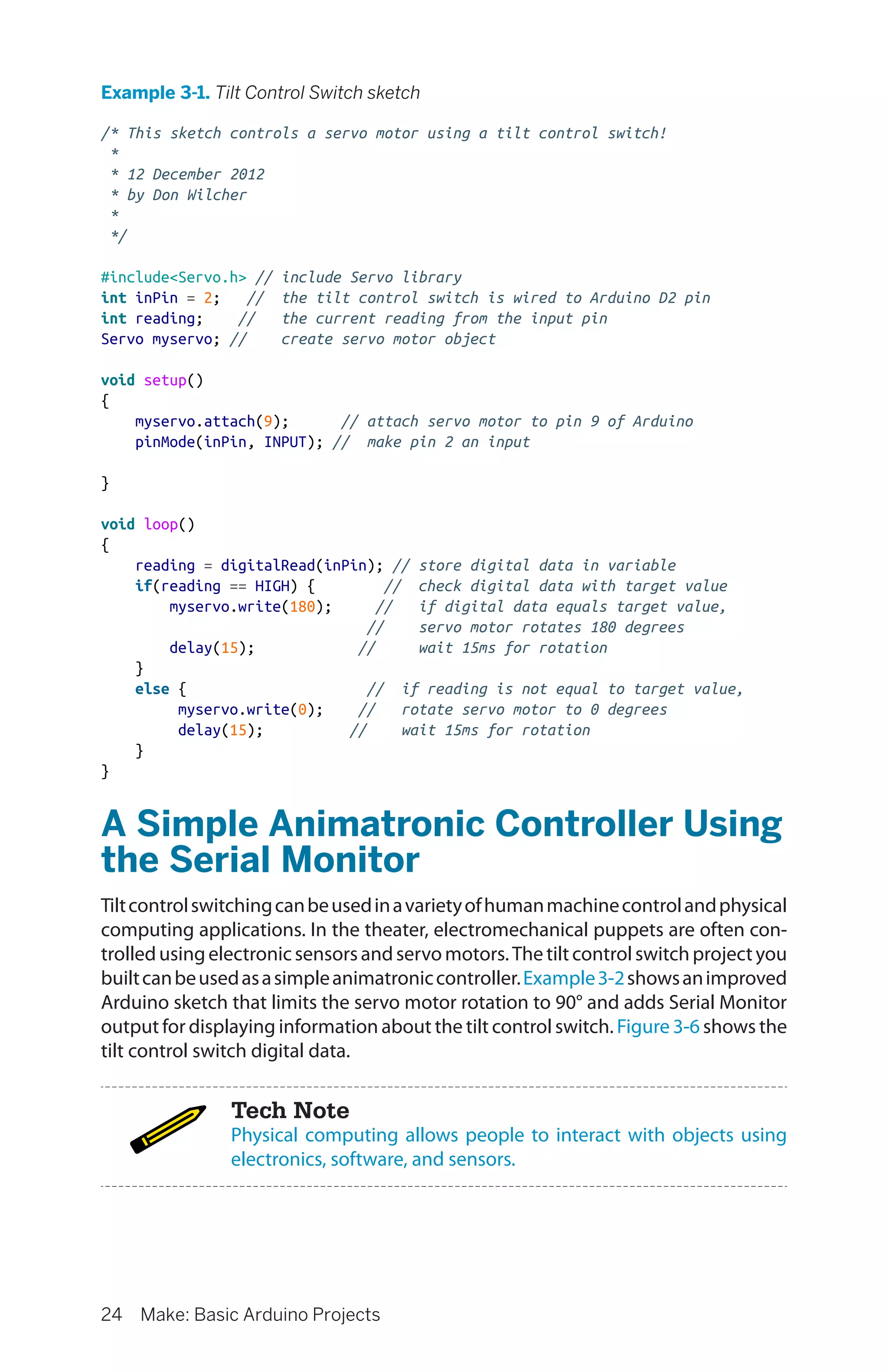 Arduino Ch3 : Tilt Sensing Servo Motor Controller | PDF | Computer ...