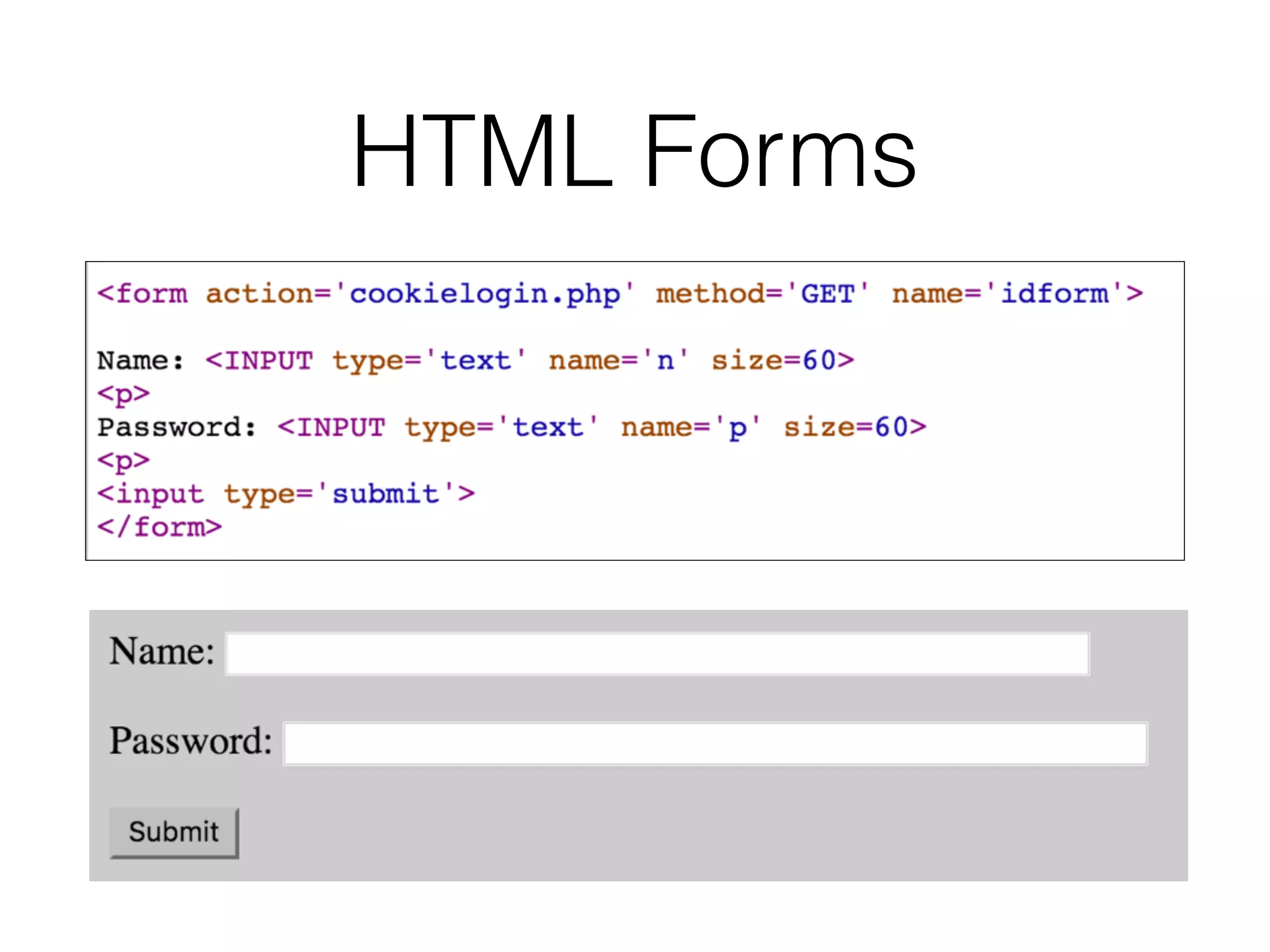 HTML Forms
 
