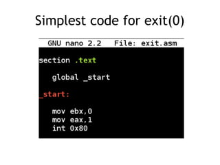 Simplest code for exit(0)
 