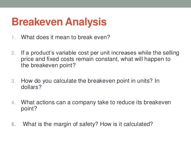 how to do a break even analysis