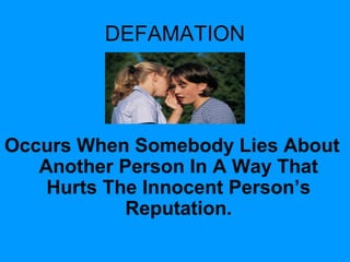 Harmed Reputation Ch3 1 powerpoint Tort Law | PPT