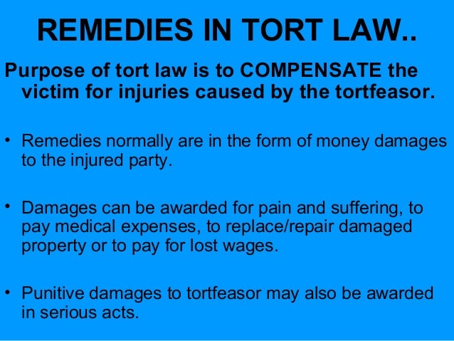 damage in tort law An uslegal topic area in contract and tort law, courts award damages to a plaintiff to compensate the civil wrong committed to him/her by the defendant. damage in tort law An uslegal topic area in contract and tort law, courts award damages to a plaintiff to compensate the civil wrong committed to him/her by the defendant.