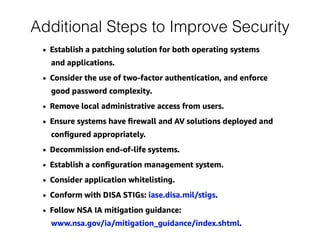 Additional Steps to Improve Security
 
