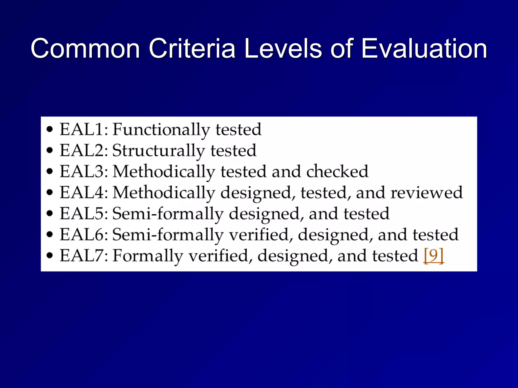 Common Criteria Levels of Evaluation
 