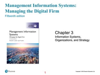 Copyright © 2018 Pearson Education Ltd.
1
Management Information Systems:
Managing the Digital Firm
Fifteenth edition
Chapter 3
Information Systems,
Organizations, and Strategy
 