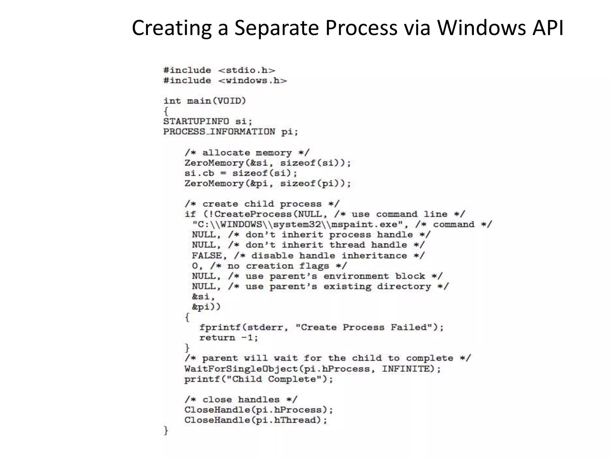 Creating a Separate Process via Windows API
 