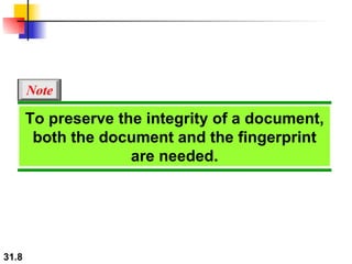 To preserve the integrity of a document, both the document and the fingerprint are needed. Note 