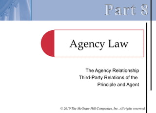 The Agency Relationship
            Third-Party Relations of the
                    Principle and Agent



© 2010 The McGraw-Hill Companies, Inc. All rights reserved.
 