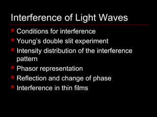 Comprehensive Study of Light Wave Interference and Applications | PPT