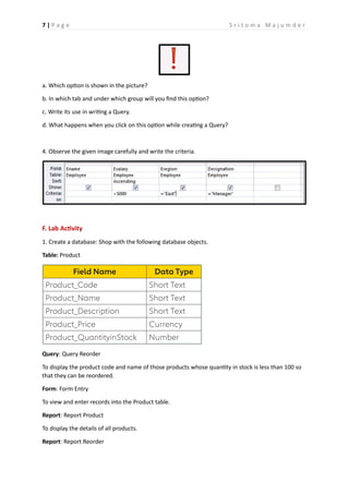 CBSE Grade 8 Computer Science Ch 3 Advanced Features of Access 2016 ...