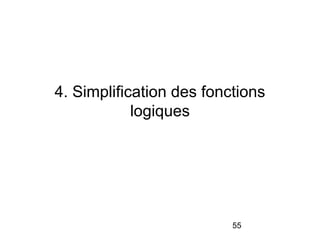 55
4. Simplification des fonctions
logiques
 