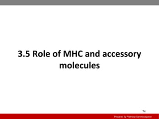 3.5 Role of MHC and accessory
molecules
Prepared by Pratheep Sandrasaigaran
74
 