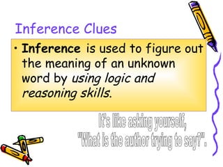 Inference Verbs Building Vocabulary Using Context Clues | PPT