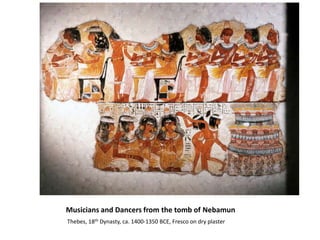 Musicians and Dancers from the tomb of NebamunThebes, 18th Dynasty, ca. 1400-1350 BCE, Fresco on dry plaster