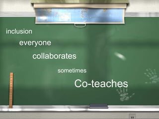 inclusion everyone collaborates Co-teaches sometimes 