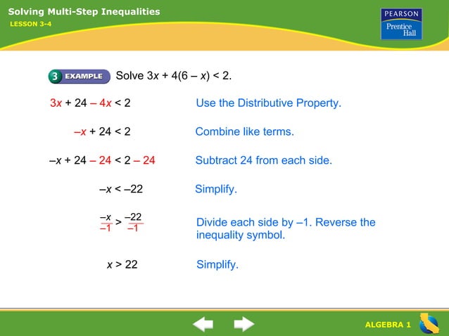 Ch 3 Lesson 4: Solving Multi-Step Inequalities | PPT | Education