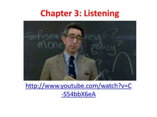 Chapter 3: Listening http://www.youtube.com/watch?v=C-S54bbX6eA 