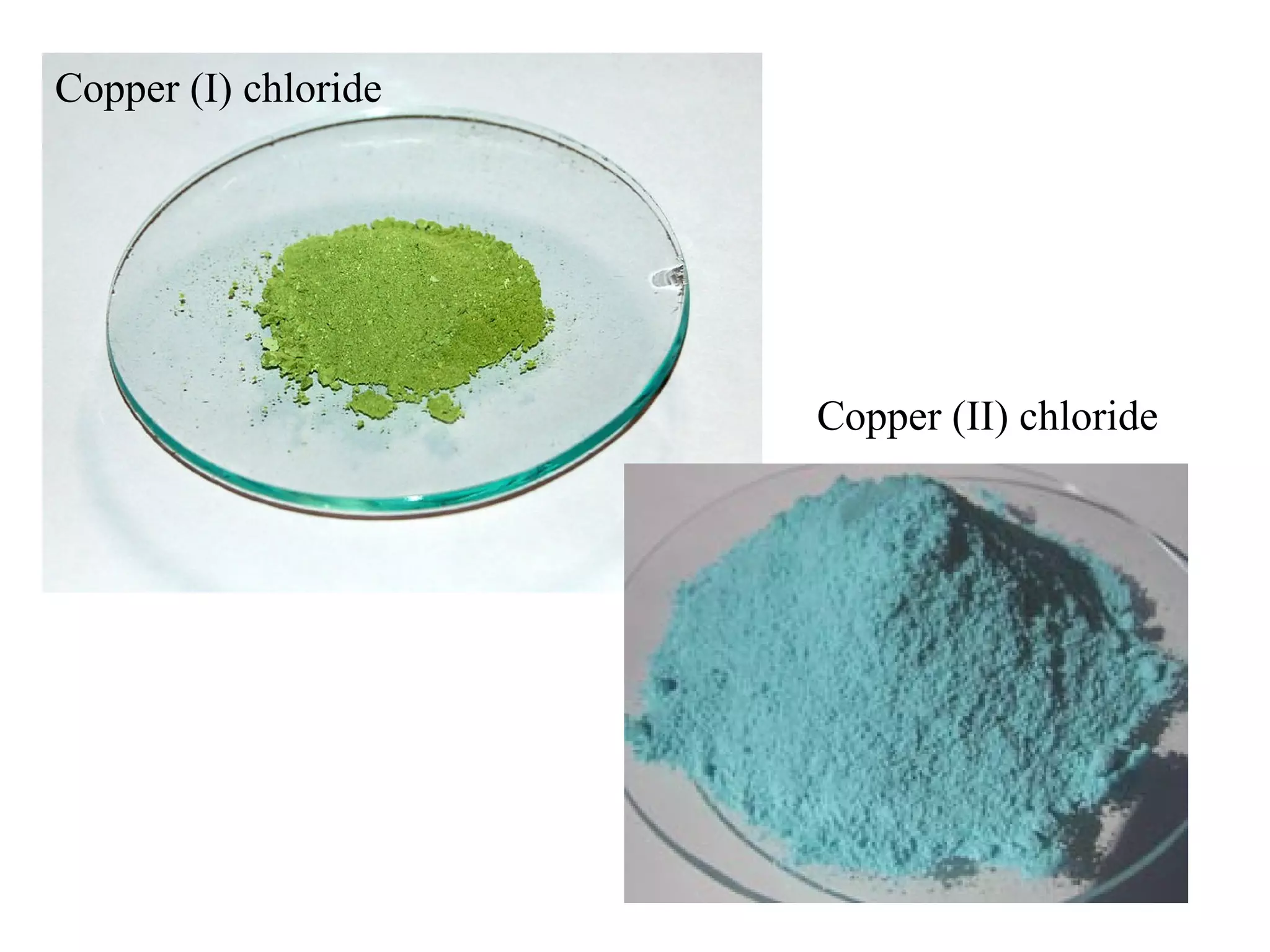 Copper (I) chloride




                      Copper (II) chloride
 