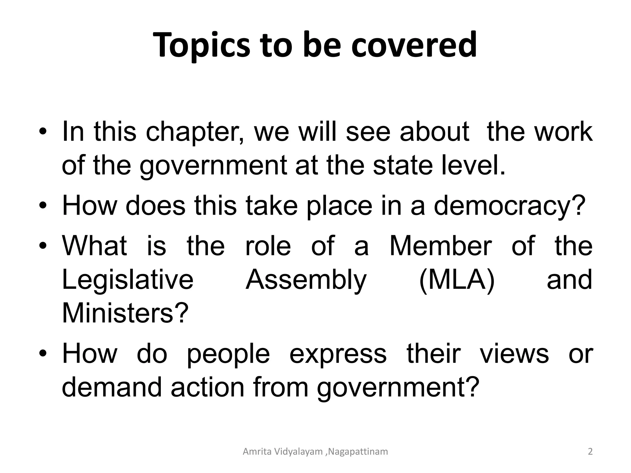 Class 7 -Political Science-Chapter 3-part 1-How the State Government ...