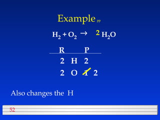 Example   pp H 2  + H 2 O O 2  Also changes the  H R P H O 2 2 2 1 2 2 