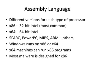 X86 Machine Types Practical Malware Analysis: Ch 4 A Crash Course in x86 Disassembly | PPTX
