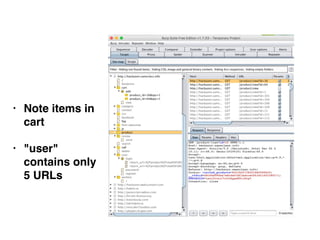 • Note items in
cart
• "user"
contains only
5 URLs
 