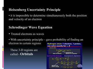  With uncertainty principle – gave probability of finding an electron in certain regionsThese 3-D regions are called -Orbitals