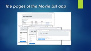 The pages of the Movie List app
 