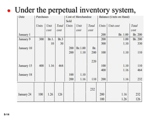 8-14
 Under the perpetual inventory system,
 