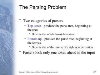 Lexical and Syntax Analysis top down parsers | PPT