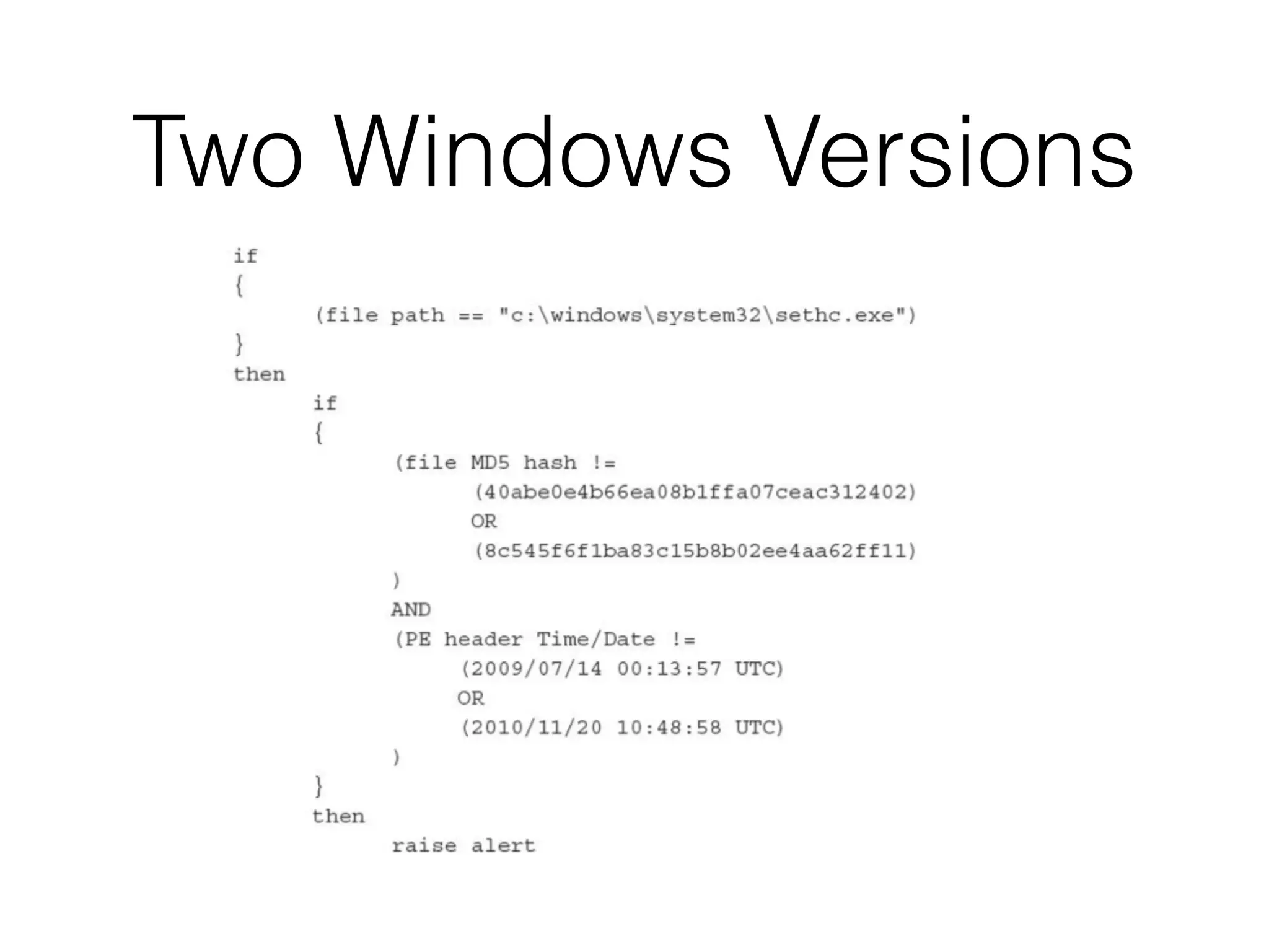 Two Windows Versions
 