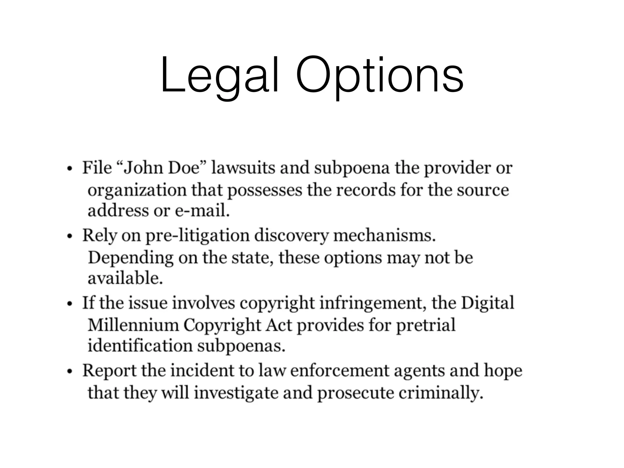 Legal Options
 