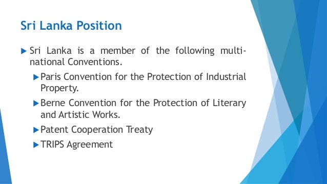intellectual property sri lanka and copyrights berne convention for the protection of literary and artistic works