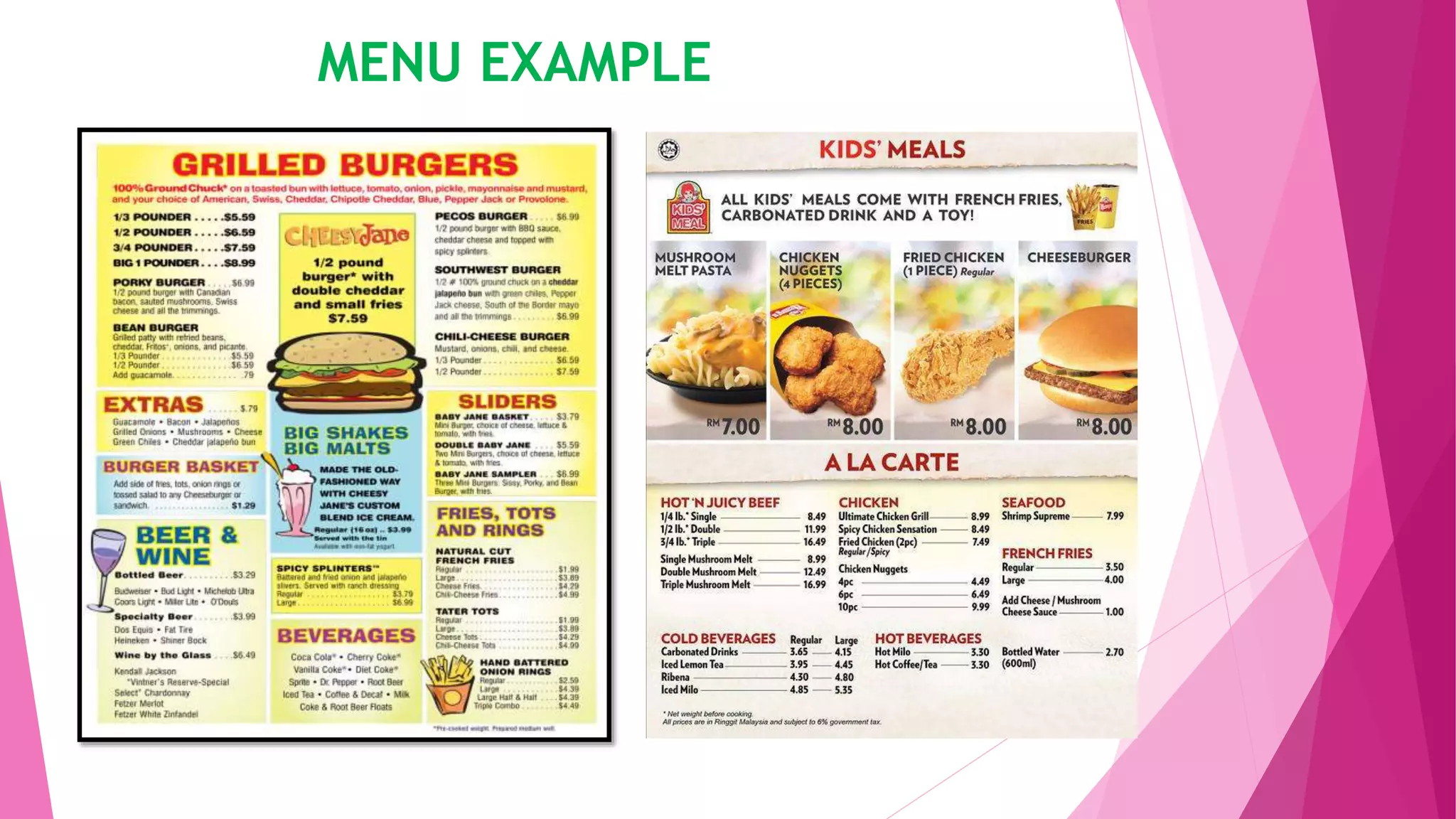 MENU EXAMPLE
 
