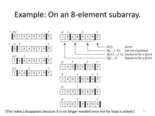 Example: On an 8-element subarray.
19[The index j disappears because it is no longer needed once the for loop is exited.]
 