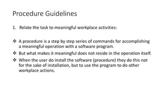 Software Documentation "writing to guide- procedures"