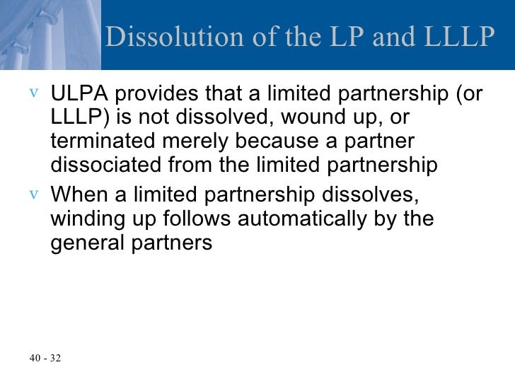 Chapter 40 Limited Liability Companies Limited Partnerships And L