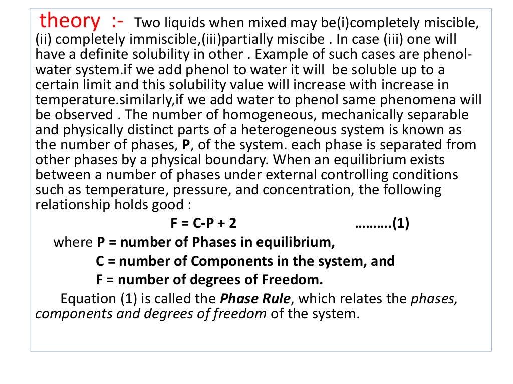 critical solution temperature of phenolwater system