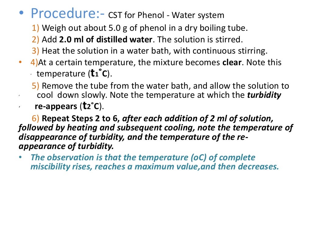 critical solution temperature of phenolwater system